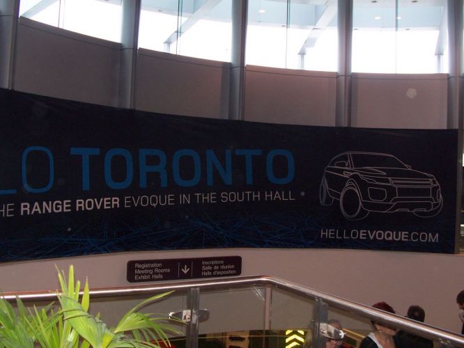 Land Rover also had a huge Hello Evoque banner at the entrance to the 